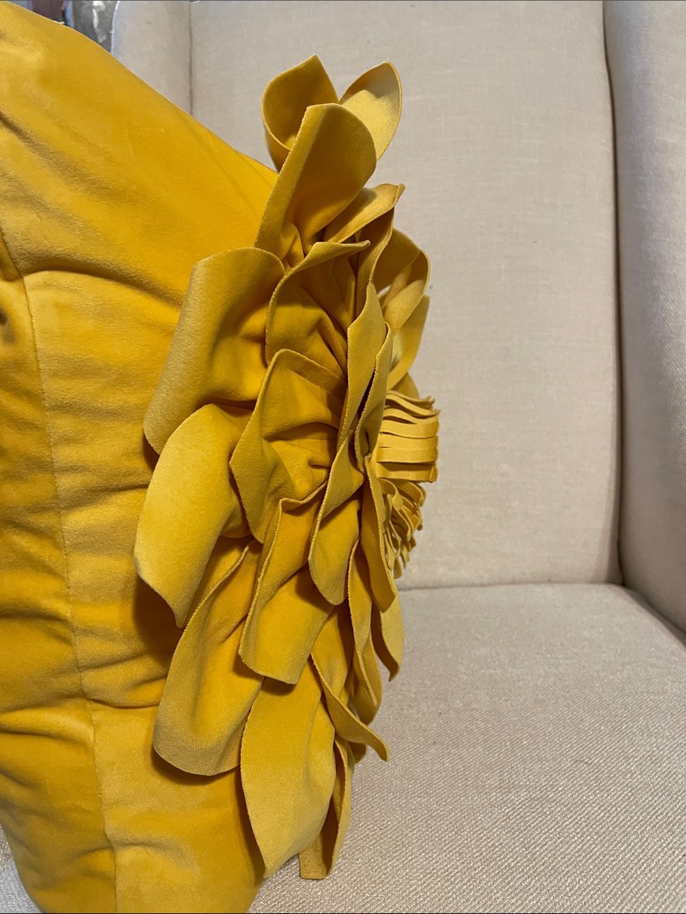 Yellow Floral Decorative Throw Pillow Cover by - Picture 2 of 4